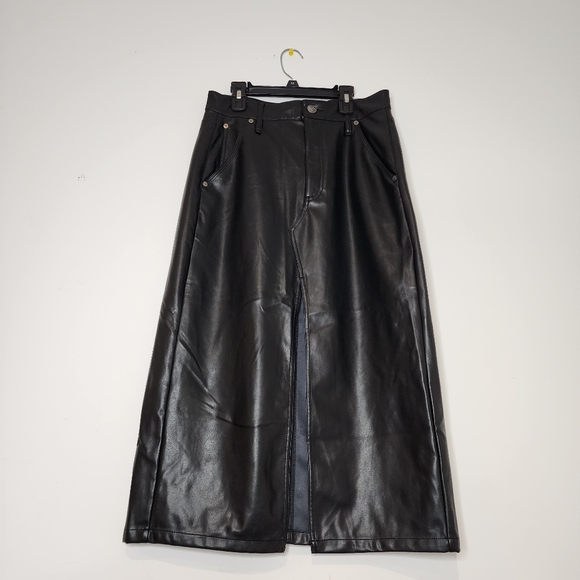 Rag and bone Sid Faux Leather Midi Skirt in Black Size 27 - Picture 7 of 8